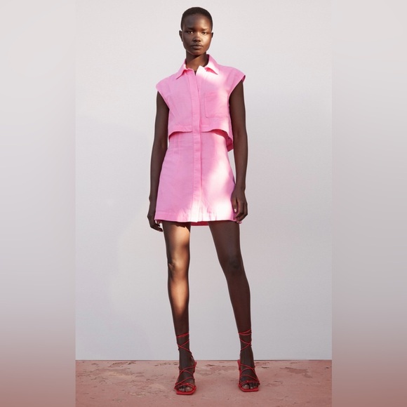 Zara | Women's Pink Linen Dress - Bloggers Favorite - Picture 1 of 8